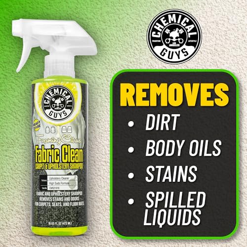 Chemical Guys, Citrus Fabric & Carpet Cleaner Spray with Brush Kit, 16 oz | With heavy duty nifty interior brush, citrus scent kit, fabric spray and interior brush combo kit, ready for immediate use - size: 16 Fl Oz + Brush