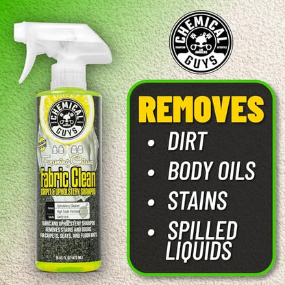 Chemical Guys, Foaming Citrus Fabric & Carpet Cleaner, RTU, 16 oz, 2 Pack | Ready-to-use foaming spray lifts stains and odors from car seats, carpet and floor mats, safe on most fabrics - size: 16 Fl Oz (Pack of 2)