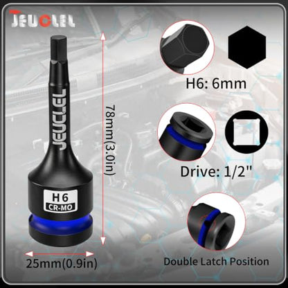 6mm Hex Impact Bit Socket, H6 1/2" Drive Allen Socket, Cr-Mo Steel | 3-Inch, Lengthen Hex Screwdriver Adapter for Electric Ratchet Wrenches Fastening Screws, Socket Wrench, Head Drill - size: 1PC | H6 6MM
