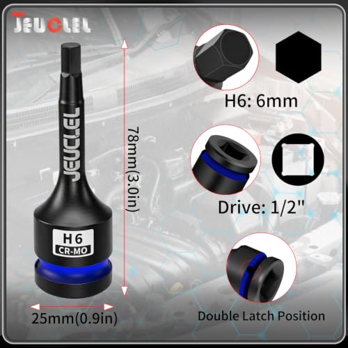 6mm Hex Impact Bit Socket, H6 1/2" Drive Allen Socket, Cr-Mo Steel | 3-Inch, Lengthen Hex Screwdriver Adapter for Electric Ratchet Wrenches Fastening Screws, Socket Wrench, Head Drill - size: 1PC | H6 6MM