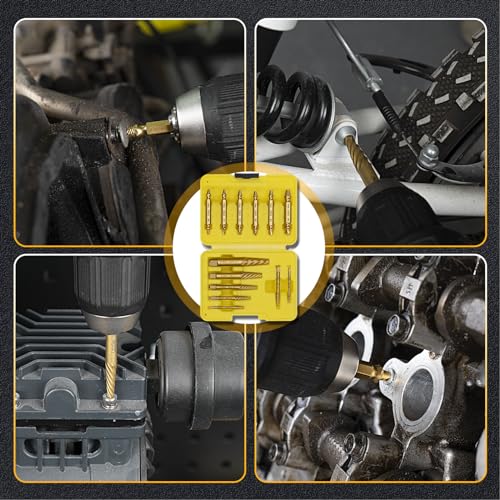 TOPEC Small Screw Extractor Set, 13 PCS Stripped Screw Removal Tool, HSS 6542 Easy Out Kit for Damaged, Broken Fasteners, Fathers Day Gifts for Dad (Golden) - size: 13-piece