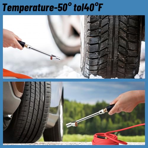 Truck Tire Inflator Kit, 3/8” x 50FT Hybrid Air Hose with 1/4" Chuck and 1/2" NPT Universal Gladhand Connection - color: Red