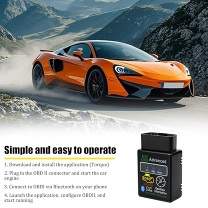 HZEL Bluetooth OBD2 Scanner for Car, OBDII Wireless Vehicle Engine Fault Code Readers Diagnostic Tool, Automotive Check Engine Light Tester Scan Tool, Universal for Most Vehicles
