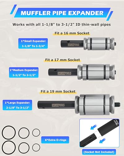 DAYUAN 28pcs Universal Radiator Pressure Tester Kit Bundle with Upgraded 3 Pcs 1-1/8'' to 3-1/2'' Exhaust Pipe Expander Tool Set