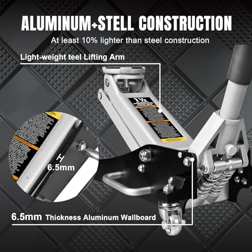 Torin TAM815016L Hydraulic Low Profile Aluminum and Steel Racing Floor Jack with Dual Piston Quick Lift Pump, 1.5 Ton (3,000 lb) Capacity, Black - size: 1.5 Ton (3,000 lb), style: Aluminum and Steel