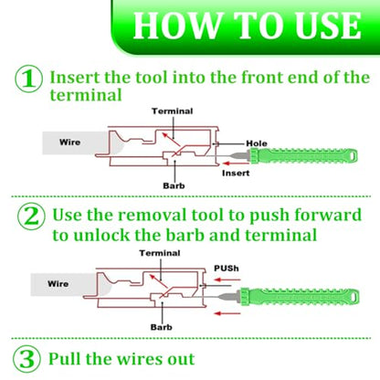 41 Pcs Terminal Pin Removal Tools with Blow-Molded Case - Electrical Pin Removal Tools Automotive Depinning Tool Kit for Automotive & Household Devices Most Connector, Green - color: green