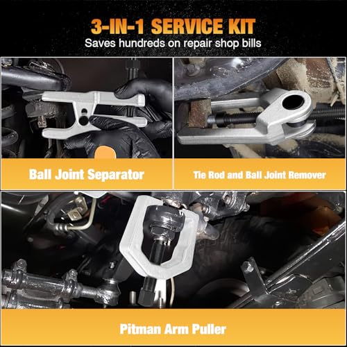 GOOACC 5-in-1 Ball Joint Separator Kit, Front End Service Set with Pitman Arm Puller and Tie Rod End Removal Tool, Heavy Duty Ball Joint Splitter for Cars Light Trucks