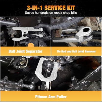 GOOACC 5-in-1 Ball Joint Separator Kit, Front End Service Set with Pitman Arm Puller and Tie Rod End Removal Tool, Heavy Duty Ball Joint Splitter for Cars Light Trucks