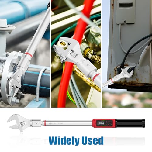 ANPUDS Adjustable Digital Torque Wrench, 2.2-147.5 Ft.lb, ±1% Accuracy | 3-200 Nm, 45mm Jaw & 1/2" Ratchet, 14×18mm Open End, Vibration, Buzzer and LED Indicator, for HVAC, Split AC, Auto, Plumbing - size: 2.2-147.5 Ft.lb/3-200 Nm(14×18mm)