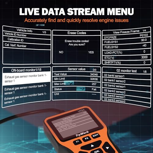OBD2 Scanner Diagnostic Tool, Check Engine Code Reader with 35901 DTC Lookup, Mode 6 & 8, I/M Readiness for All OBDII Cars Since 1996 (Yellow) - color: Yellow