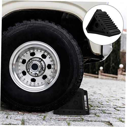 STOBAZA Portable Rubber Wheel Chocks 2-Piece Set for Cars RVs and Trailers Anti-Slip Tire Support Ramp for Stability