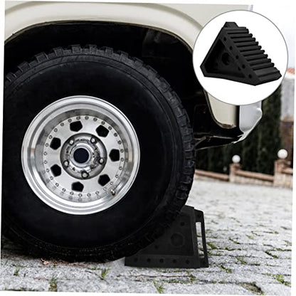 STOBAZA Portable Rubber Wheel Chocks 2-Piece Set for Cars RVs and Trailers Anti-Slip Tire Support Ramp for Stability