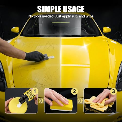 Car Scratch Removal Wax, 2026 New Scratch Remover for Vehicles, Car Paint Scratch Repair Kit for Deep Scratches, Universal Polishing Compound with Sponge (2pcs) - color: 2pcs