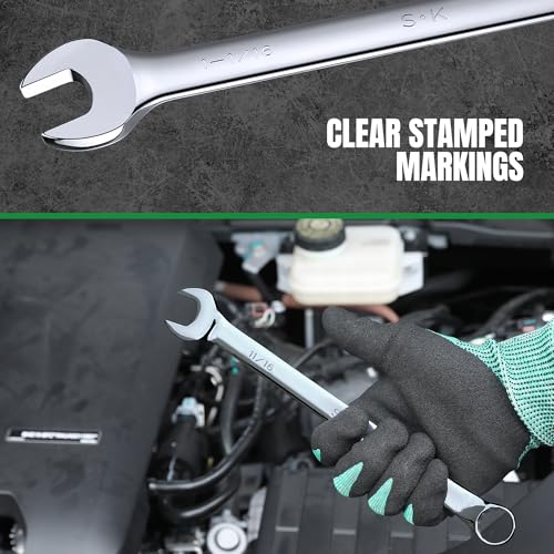 SK Combination Wrench Set, SAE 1/4" to 1-1/4", 18-Piece, SuperKrome Finish, Premium CR-V Construction, with Rolling Pouch - size: SAE 1/4" to 1-1/4"