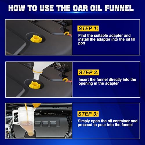 DASBET 15-Piece Oil Funnel Kit | 1.5-Quart No-Spill Engine Oil Funnel with 14 Adapters, One-Handed Easy Fill for Automotive Use