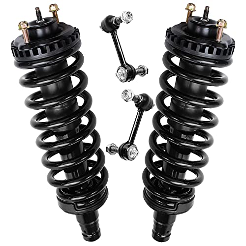 Detroit Axle - Front Struts Kit for Chevy Trailblazer EXT GMC Envoy XUV XL Buick Rainier Isuzu Ascender Saab 9-7X Olds Bravada, 2 Struts w/Coil Spring Assembly 2 Sway Bar Ends Replacement Suspension - size: 10292-4B/ sway kit