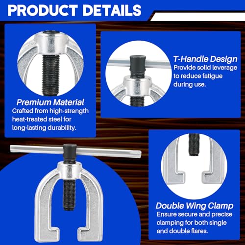 DASBET Double and Single Brake Line Flaring Tool Kit with Tubing Cutter, Brake Line Repair Kit for Copper, Aluminum, Brass, Magnesium, Soft Steel, Flare Tool kit Includes 5 Adapters, 45 Degrees