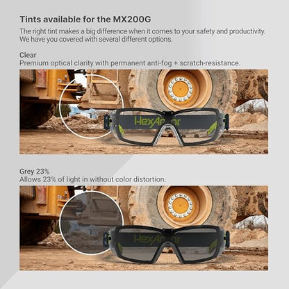 HexArmor MX200G Spoggle Safety Glasses with Anti-Fog Coatings - color: Clear / Trushield-2sf