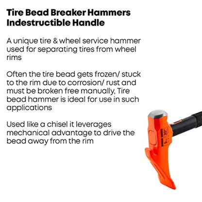 Groz 5 lb Tire Bead Breaker Hammer with 20-Inch Indestructible Spring Steel Handle, 3-in-1 Wedge Head for Passenger and Light Truck Tire Service, Rubber Anti-Vibration Grip (34750) - size: 5 lbs