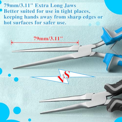 SPEEDWOX 7-Inch Micro Extra Long Needle Nose Pliers with Serrated Jaw | 79mm Longer Jaws Mini Size, Fishing Pliers, Jewelry Making, Hook Removing, Hand Tools, Spring loading one-handed Operate - style: Micro Extra Long Needle Nose Pliers