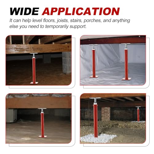 House Floor Jacks for Leveling, 16.5-20.5" Screw Jacks Post 6600lbs | Basement Floor Jacks for Crawl Space, 4 Pack, Red - size: 4X