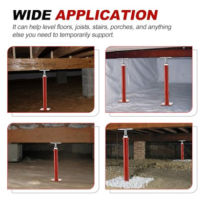 House Floor Jacks for Leveling, 16.5-20.5" Screw Jacks Post 6600lbs | Basement Floor Jacks for Crawl Space, 4 Pack, Red - size: 4X