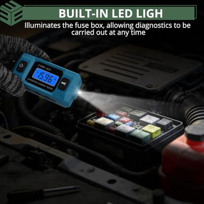 EYPINS 20A 48V Car Fuse Current Tester - High Precision Automotive Circuit Fault Probe Testers,Car Relay Fuse Blade Checker with Battery, DC Detect Pen,Backlit Display & Front Light