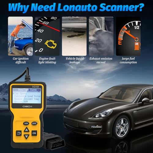 OBD2 Car Scanner Diagnostic Tool, Vehicle Engine Fault Code Reader CAN Diagnostic Scan Tool, Check Automotive Engine Light Emission Monitor Status, Universal for SUV RV Truck