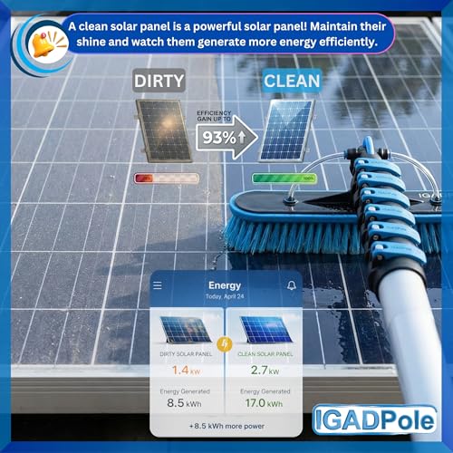 IGADPole 20 FT Water-Fed Washing Kit with Soap-Dispenser, Brush, 10″ Squeegee & Cobweb Duster for Windows, Gutters, Solar Panels & Exterior Walls - size: 20 ft Pole