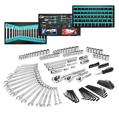 DURATECH 149-Piece Mechanics Tool Set, Include SAE/Metric Sockets, 90-Tooth Ratchet and Wrench Set for Auto Repair