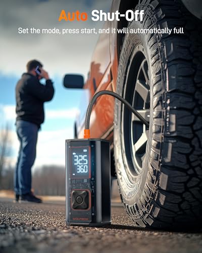 WOLFBOX 150PSI Heavy Duty Tire Inflator Portable Air Compressor,Double- cylinder 45LPM Fast Air Pump for Car Tires,3.5'' LED Display,20'' Hose,Air Compressor for Car,Pickup Truck,Bike
