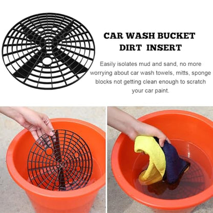 Yourkar 2 PCS Car Wash Bucket Inserts, Plastic Vehicle Wash Bucket Insert Detail Grit Trap, Auto Wash Dirt Collectors Fits 12 Inch Diameter Bucket, Universal Car Accessories (Black+Blue, 2PCS) - color: Black+blue, 2pcs