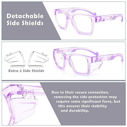UKNOW Safety Glasses - Anti Fog Lenses - Eye Protection with Side Shields - ANSI Z87.1 Protective Eyewear - UV Protection - color: Lavender