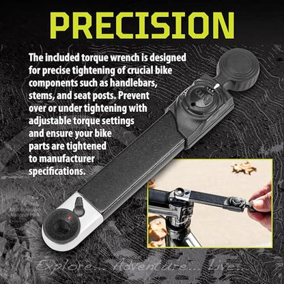 Kilimanjaro 15-in-1 Mini Bike Torque Wrench Tool Kit – Compact Bicycle Repair Set with Precision Torque Wrench, Hex, Torx & Screwdriver Bits, and Storage Case – Cycle Series – 910546ECE - style: 2-10Nm