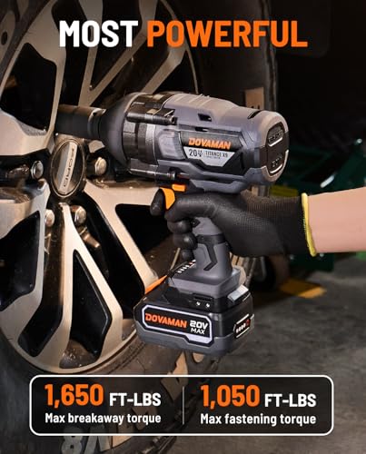 Brushless Impact Wrench, 20V Cordless 3/4'' Impact Gun, 1650 Ft-lbs (2200 Nm) High Torque, 5 Modes, 4.0Ah Battery Powered Heavy-Duty Wrench for Lug Nuts, Truck, Tractor & Industrial Use-TITANCE X9