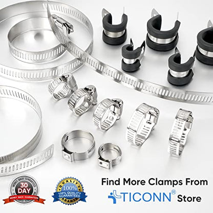 TICONN 12PCS Hose Clamp Set - 3''–4'' 304 Stainless Steel Worm Gear Hose Clamps for Pipe, Intercooler, Plumbing, Tube and Fuel Line - size: SAE #56 12PCS 3"~4"
