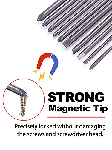Rocaris 10pcs 1/4 Inch Hex Shank Long Magnetic Screwdriver Bits Set 4 in Power Tools (Slotted+Cross Head) - size: 10Pcs(Slotted+Cross)