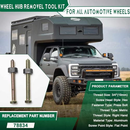 78834 Impact Rated Wheel Hub Removal Tool Bolt & Nuts Kit for All Automotive Wheels with 2 Press Feet, 2 M12 & 2 M14 Bolts and Nuts