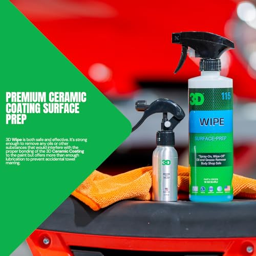 3D Wipe Ceramic Coating Surface Prep - Removes Excess Oils & Lubricants from Paint & Glass Prior to Ceramic Coating Application 16oz. - size: 0.53 Fl Oz (Pack of 1)