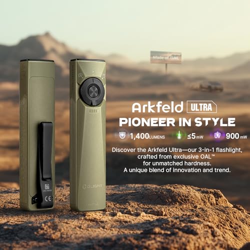 OLIGHT Arkfeld Ultra EDC Flat Flashlight Rechargeable, OAL, Olive-Green NW | Green Beam,UV Light, White LED, 1400 Lumens, Compact Magnetic Pocket Flashlight for Emergency Inspection Working - style: Netural White (4000k~5000K)