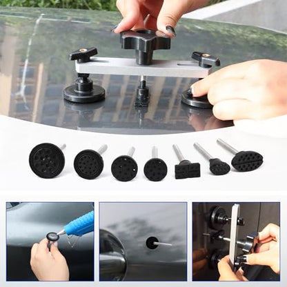 Car Dent Puller Kit,125 PCS Dent Repair Tool,Paintless Dent Removal with Golden Lifter,Bridge Puller,Slide Hammer T-Bar,Suction Cup Dent Puller for Auto Body Dents,Repairing Big and Dents, Dings - style: 125PCS