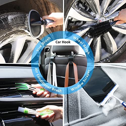 39Pcs Car Cleaning Wash Kit Interior Detailing Cleaner Kit with High Power Handheld Vacuum, Brush Set, Windshield Tool, Duster, Towels, Tire Brush, Complete Car Care Tools, Blue - color: Blue, size: 39Pcs