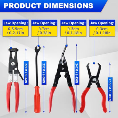 DASBET 8-Piece Fuel Line Disconnect Tool Set, Automotive Fuel Line & Hose Clamp & Removal Pliers with Electrical Disconnect Pliers, Push Pin Tools, Relay Puller, Panel Clip Remover & Filter Caliper