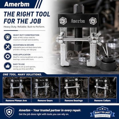 Heavy Duty Pitman Arm Puller with Adjustable Jaws 1/2 Inch Drive, Non-Slip Pitman Arm Removal Tool Fit for Dodge Ram 2500 3500 Cummins, Ford F250 F350, Chevy Silverado, Replace OEM 27170