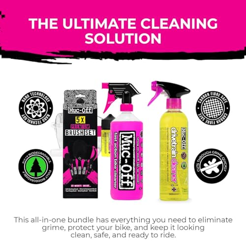 Muc-Off Nano Tech Bike Cleaner 1L | Biodegradable Formula, Safe on Carbon Fibre and All Surfaces | Breaks Down Dirt on a Molecular Level - size: 13.32 Fl Oz (Pack of 4)
