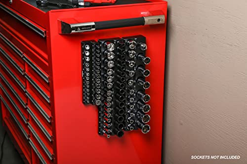 ARES 70235-30-Piece 3/8-Inch Metric Magnetic Socket Holder - Securely Holds 15 Standard and 15 Deep Size Sockets in Place - Keeps Your Tool Box Organized - color: Black (Mm), size: 3/8-Inch Drive - 1-Piece