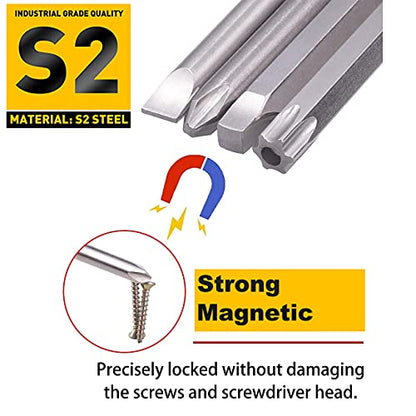30 Pcs Long Screwdriver Bits for Drill Set, Mixiflor 1/4 Inch Hex Shank S2 Steel Magnetic 4 Inch Long Drill Bits with Storage Box(Slotted+Cross+Square +Torx) - style: Combination (Slotted+Cross+Square +Torx)