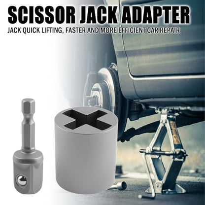 2PCS Scissor Jack Drill Adapter Heavy Duty,Hand Drill Scissor Jack Adapter for Scissors Jacks Lifting,Universal Adapters and Socket Conversion of Scissors Jacks for Car