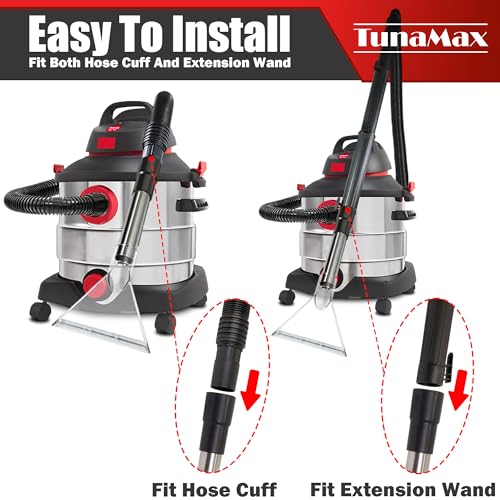 TunaMax Universal Work with All Shop Vacs Clear Extractor Attachment with 1-1/4" & 1-7/8" & 2-1/2" Adapters for Upholstery & Carpet Cleaning & Auto Detailing - size: Small+Large