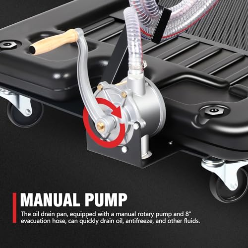 DNA Motoring 17 Gallon Oil Drain Pan with Pump, Evacuation Hose, T-Handle, Low Profile for Trucks Buses RVs, TOOLS-00384 - style: 17 Gallon